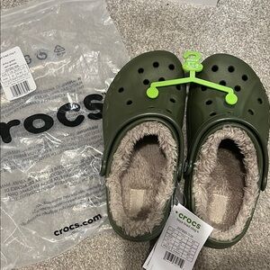 Army Green Lined Crocs